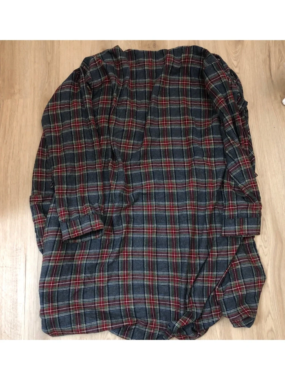 LL BEAN FLANNEL SCOTCH PLAID 100% COTTON BATH ROBE GREEN RED MENS SIZE XXL TALL